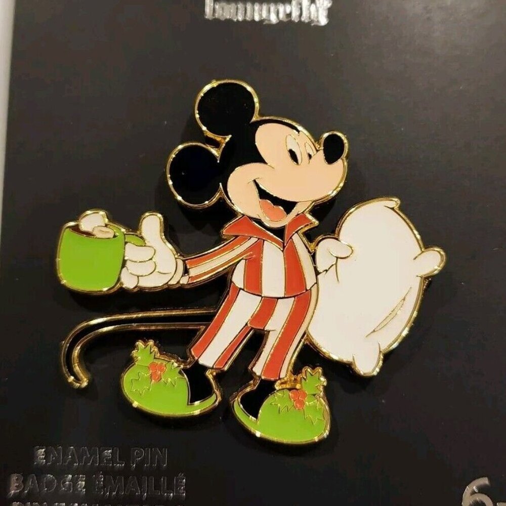 Loungefly Disney Mickey Mouse Holiday PJs Chritmas Pajamas Enamel Pin NEW